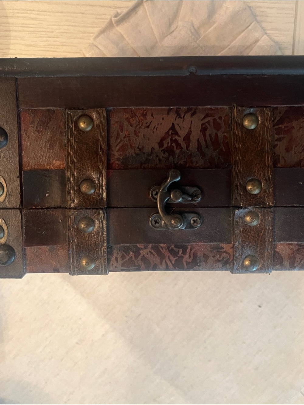 Vintage-Style Decorative Wooden Treasure Chest in Dark Brown